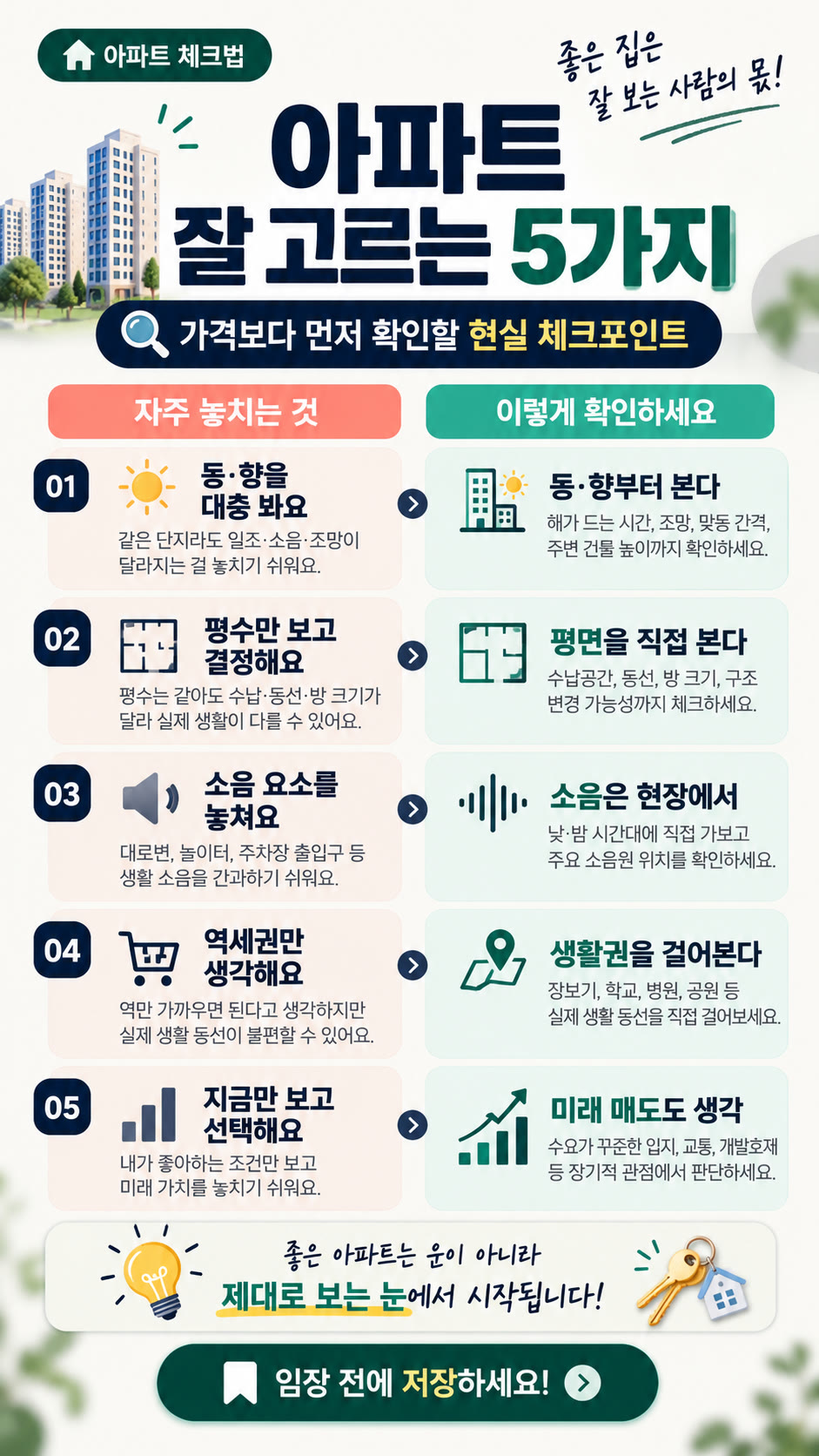 아파트 잘 고르는 5가지 원페이지 릴스